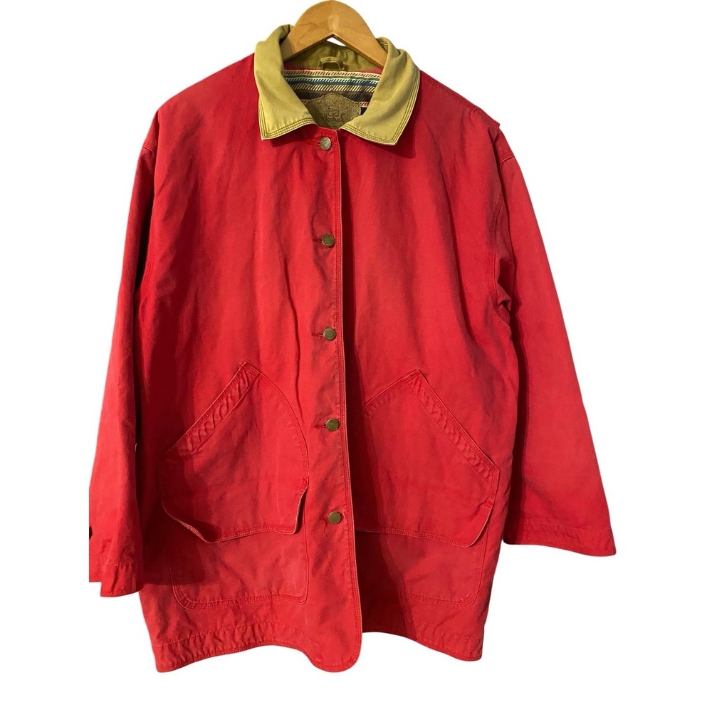 Vintage Woolrich Women's Barn Jacket XL Santa Fe Red Aztec lining 100% Cotton